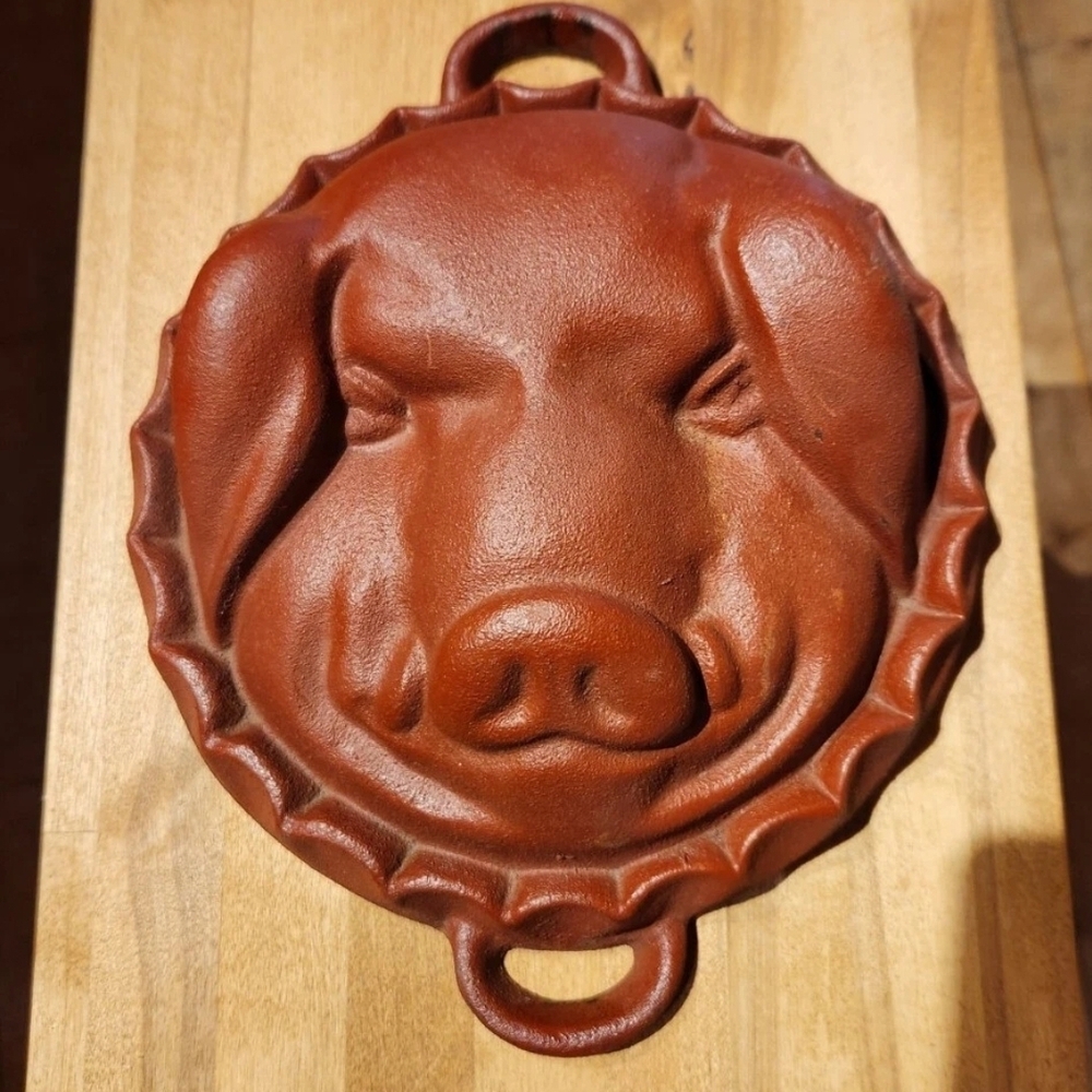 Antique Cast Iron Pig's Head Cheese Mold